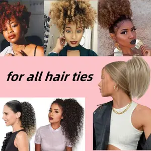 [2 Pack] Adjustable Satin Hair Scrunchies for 4C Natural Hair - Soft Silk Ties for Thick Curly Hair, Afro Puffs & Locs