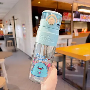 2026 Large Capacity Children's Straw Water Cup with Plastic Shell, Anti-Scalding, Portable Straw, Popular Outdoor Space Cup, Cute