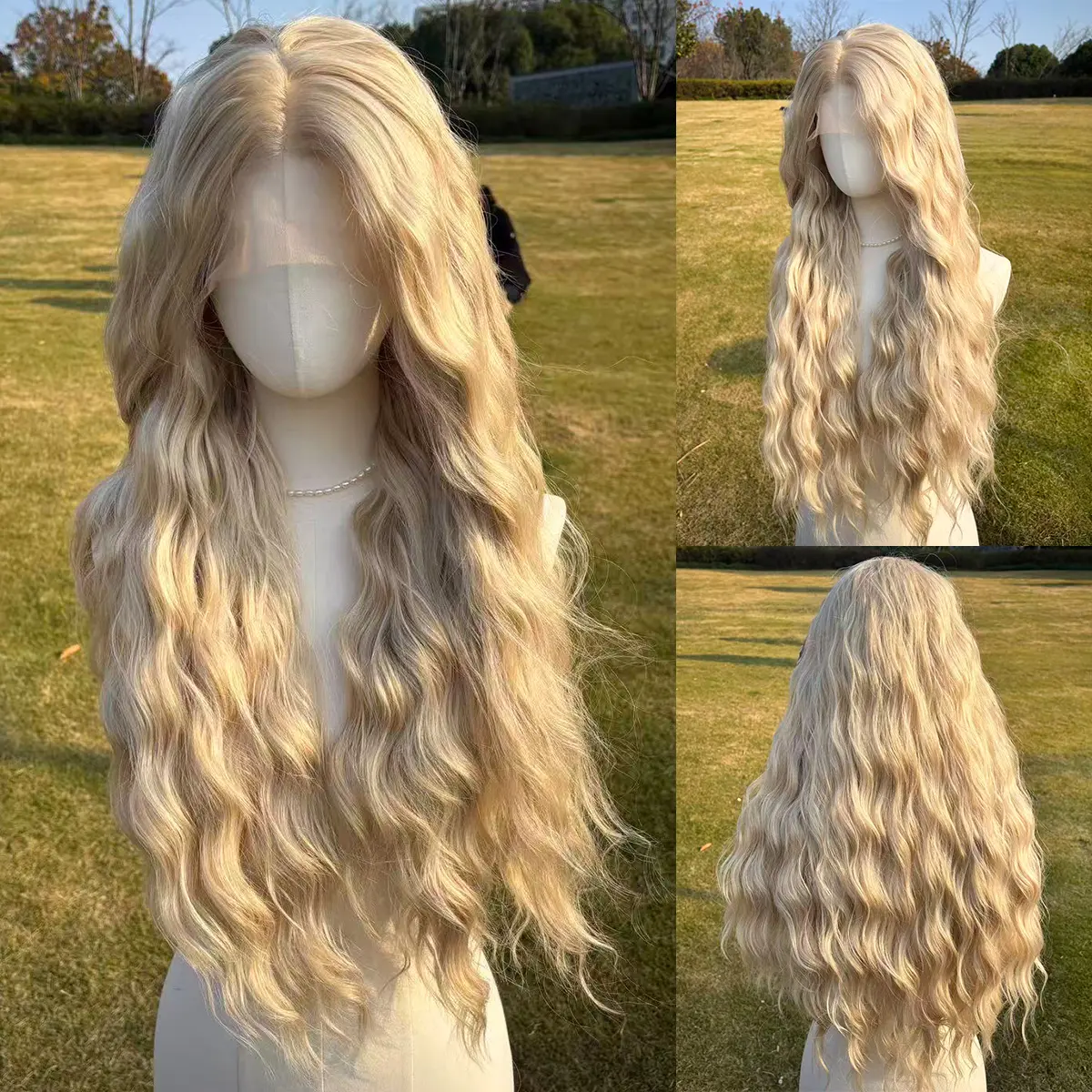 SMlLCO 26" Blonde Long Wavy Glueless 13*3 Lace FrontSynthetic Wig For Daily & Party Wear SM9694M SMlLCO 26" Blonde Long Wavy Glueless 13*3 Lace FrontSynthetic Wig For Daily & Party Wear SM9694M