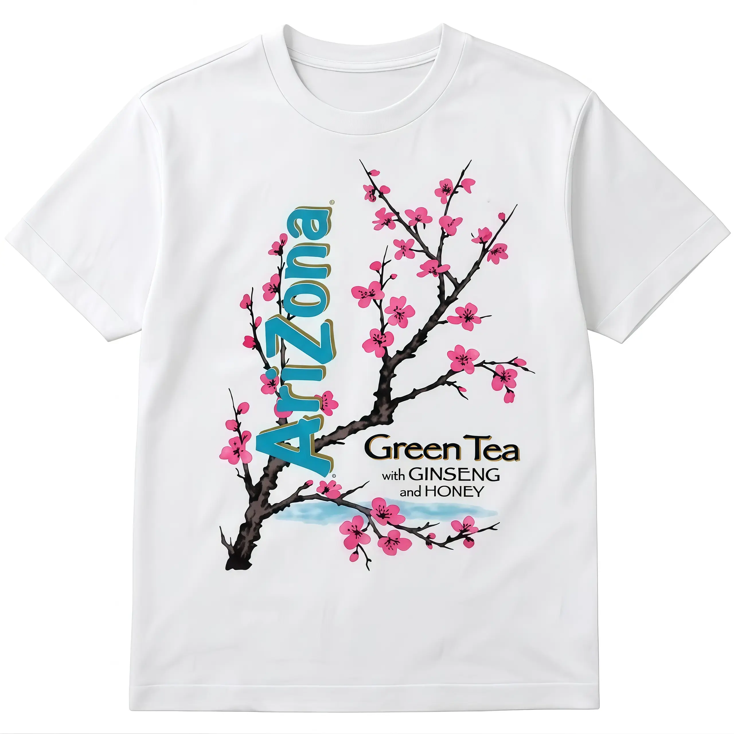 The Vintage Arizona Green Tea Cherry Blossom Shirt, Gift For Woman, Gift For Men, Womenswear Top Underwear Streetwear, Trending Shirt Cotton Crew Neck Graphic T-Shirt Menswear Streetwear Tshirt
