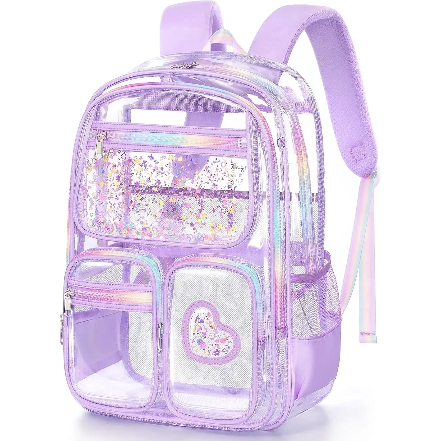 Clear Backpack for Girls, Heavy Duty PVC Transparent  Backpack for Teen Girls, School Concert Stadium Approved See Through Teen  Bookbag for  Elementary Middle High School