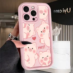 Happy Pig Phone Case for iPhone 17 Air 16 Pro Max 15 Plus 14 13 12 11 XS X Full Body Protection Shockproof Soft Silicone Cover Festive Spirit TPU Bumper