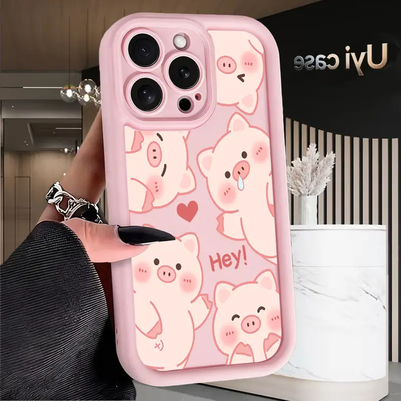 Happy Pig Protective Phone Case for iPhone 17 Air, 16 Pro Max, 15 Plus, 14, 13, 12, 11, XS, X - Full Body Protection, Shockproof Soft Silicone Casing, Festive Spirit TPU Bumper, Mobile Phone Accessories, Smartphone, Cellphone