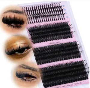 CORUSCATE Lash Clusters with Spikes 60D80D100D Eyelash Clusters Volume Cluster Eyelash Extensions Mega Style Lash Extension DIY Individual Lashes Strip Mink Spiky Thick Cluster Lashes