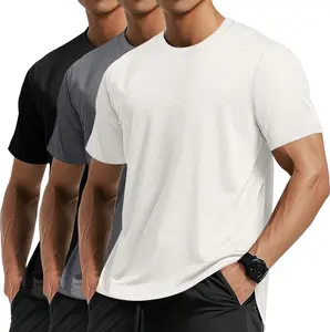 3 Pcs Men's Big and Tall Quick Drying Shirts Plus Size Workout Mesh Shirt Short Sleeve Crew Neck Top Sport Fishing Tee
