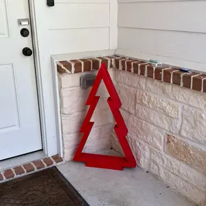 Large Handmade Christmas Tree Decor - Red Outdoor Holiday Decoration for Festive Season