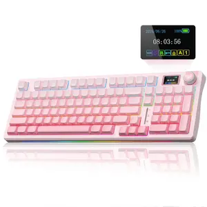 AULA S98 Pro Wireless Mechanical Keyboard,Smart Screen & Knob,Tri-Mode BT5.0/USB-C/2.4GHz Creamy Keyboard,Gasket Structure,Pre-lubed Linear Switches,Hot Swappable RGB Backlit Computer Gaming Keyboards FallFreshness TikTokShopfalldealsforyou new  keyboard
