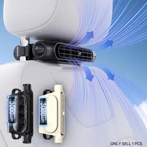 Portable Car Seat Cooler, Adjustable Car Fan, Battery Powered Fan with 3 Speed Wind Speed, Suitable for Most Cars, SUV, RV, Boat, Equipped with 3000mAh Battery
