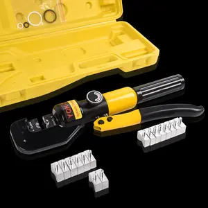 10T Hydraulic Crimping Tool 12-2/0 AWG Battery Cable Crimping Tool 0.43 inch Stroke Hydraulic Lug Crimper Electrical Terminal Crimper with 9 Pairs of Die Sets