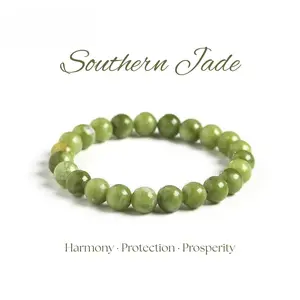 Lovskaya Green Southern Jade Natural Crystal Bracelet for Adults - Elegant Unisex Jewelry from China for Various Occasions Natural Crystal Material Unisex Appeal Harmony Protection Prosperity Chinese jade