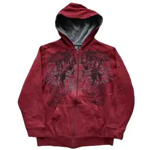 American Vintage Y2K Zip-Up Hoodie – Small – Skull Wing Graphic Streetwear Sweatshirt – Men’s/Unisex Casual Hip Hop Style Menswear Tops Long Sleeve Long Sleeve Pullover Pocket