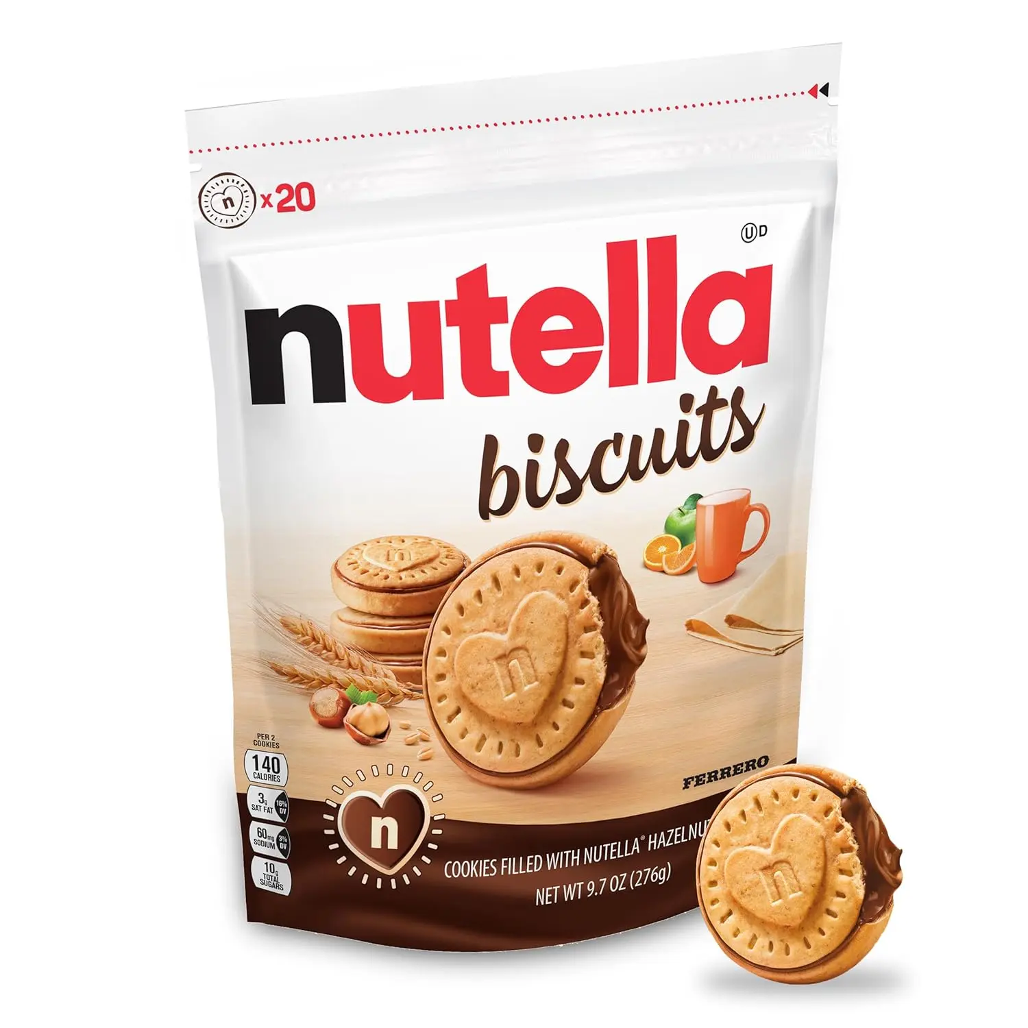 Nutella Biscuits Cookies Filled with Nutella Hazelnut Spread, Sweet Snack Pack, 9.7 oz Nutella Biscuits Cookies Filled with Nutella Hazelnut Spread, Sweet Snack Pack, 9.7 oz