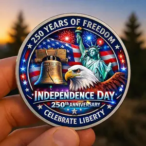 USA 250th Anniversary Commemorative Coin 1776–2026 – Liberty Bell Bald Eagle American Flag Patriotic Independence Day Collectible