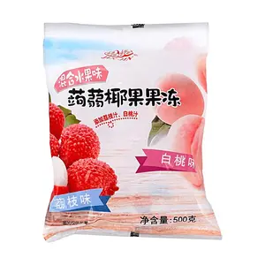 JINGJING Lychee Peach Konjac Jelly with Coconut Jelly Bits - 500g Taiwanese Snack, Refreshing Dessert, Chewy Texture