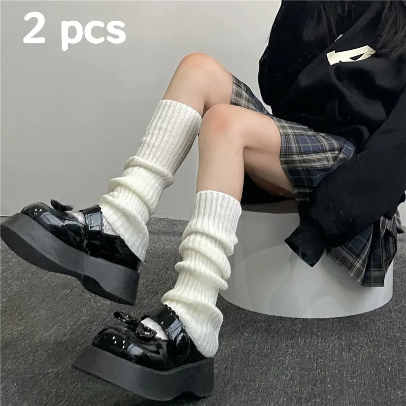 2pcs Women Knit JK Leg Warmers, Long Calf Socks, Winter Warm Slouch Socks, Soft Breathable Lolita Style Leg Covers, Comfortable Knee Warmers for Daily Wear & Cold Days Healthcare