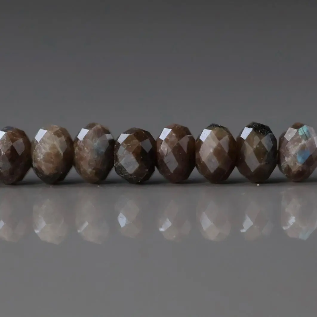 6mm Rare Brown Labradorite Beads Rondelle Genuine Blue Flash Beads Snow Labradorite 7" Gemstone Beads for DIY Jewelry Making Crafter Gift