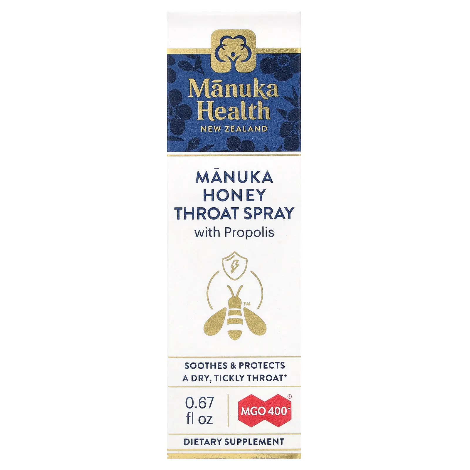 Manuka Health Manuka Honey Throat Spray with Propolis, MGO 400+, 0.67 fl oz