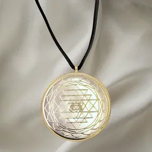 Shri Yantra Organite pendant necklace shungite sacred geometry jewelry emf protection 5G Daily Wear Auspicious Energy Generator