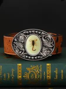 Western Cowboy Style Belt Buckle, Animal Pattern Design, Smooth Round Hole, Unisex Fashion Accessory, All Seasons Wear