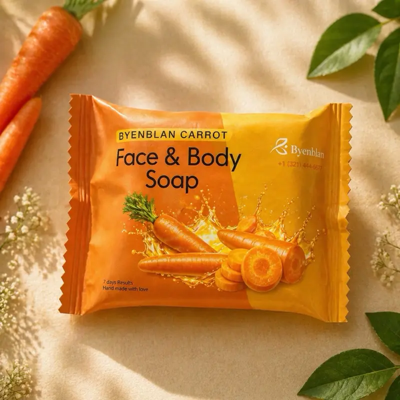 Byenblan  carrot  Face  & Body  Soap - Citrus  Glow  4 oz Soft Cover  Special  Edition  Floral design Unisex  Soap