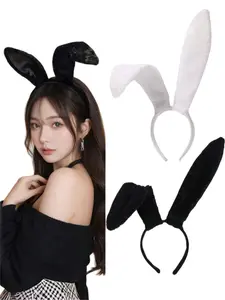 Women's Cute Cartoon Rabbit Ears Hairband, & Plush Headwear for Cosplay Parties, Bohemian Style Party Accessory, Headband