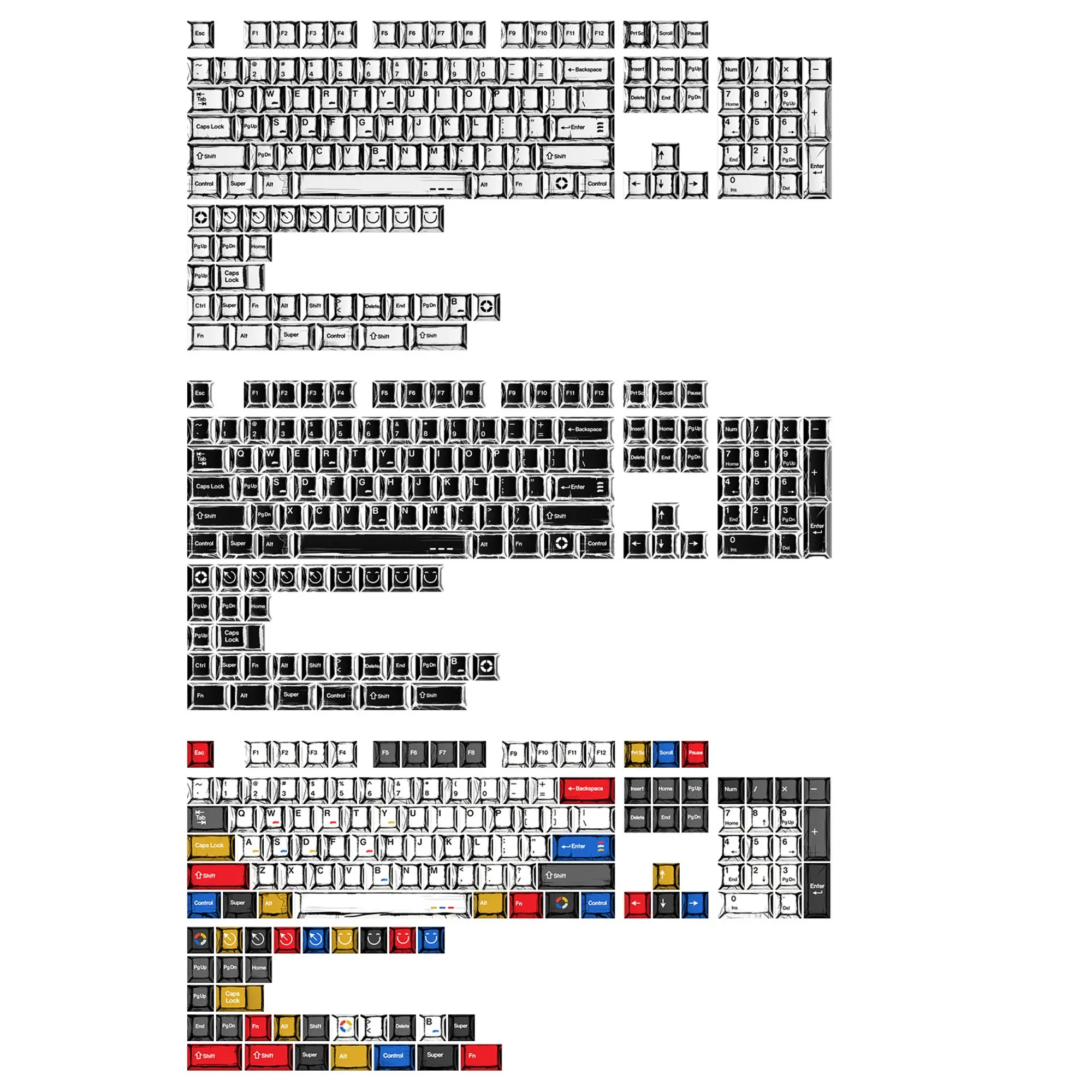 Retro PBT Keycaps, Cherry Profile Keycap Set, Dye Sublimation Graffiti Keyboard Keycaps Suitable for 60% 65% 75% 80% 100% MX Switches Mechanical Keyboard