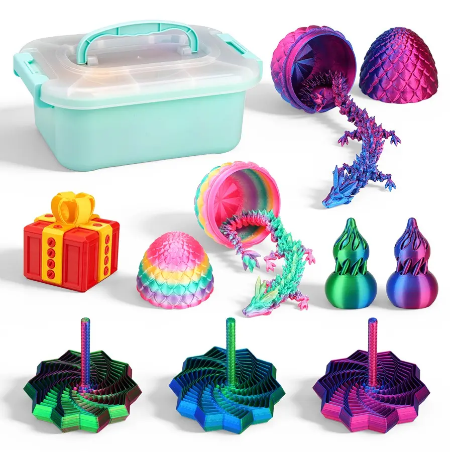 8-Piece Set 3D Stress Relief Toys, Sensory Grippie Set, Spiral Cone Stress Toy, Surprise Box, 3D Printed Gourd Stress Toy, Anxiety Relax Gift, Stress Relief Tools