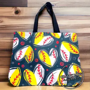 ½ Softball ½ Baseball Canvas Zipper Tote Bag