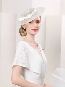 Elegant Women's Wide Brim Hat, Kentucky Bow Party Dress Fedora, Cocktail Hat, Wedding Bride Cowboy Hat, Tea Party Hat for Ladies, Hat with Bow