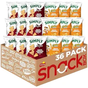 Simply Brand Doritos & Cheetos Mix Variety Pack 0.875 Ounce Pack of 36 White Cheddar Flavored Snacks with Real Cheese