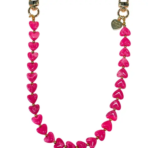 Gold Blush® Heartstrings 18" Heart Bead Bag Chain -Purse Charm, Handbag Chain & Tote Accessory