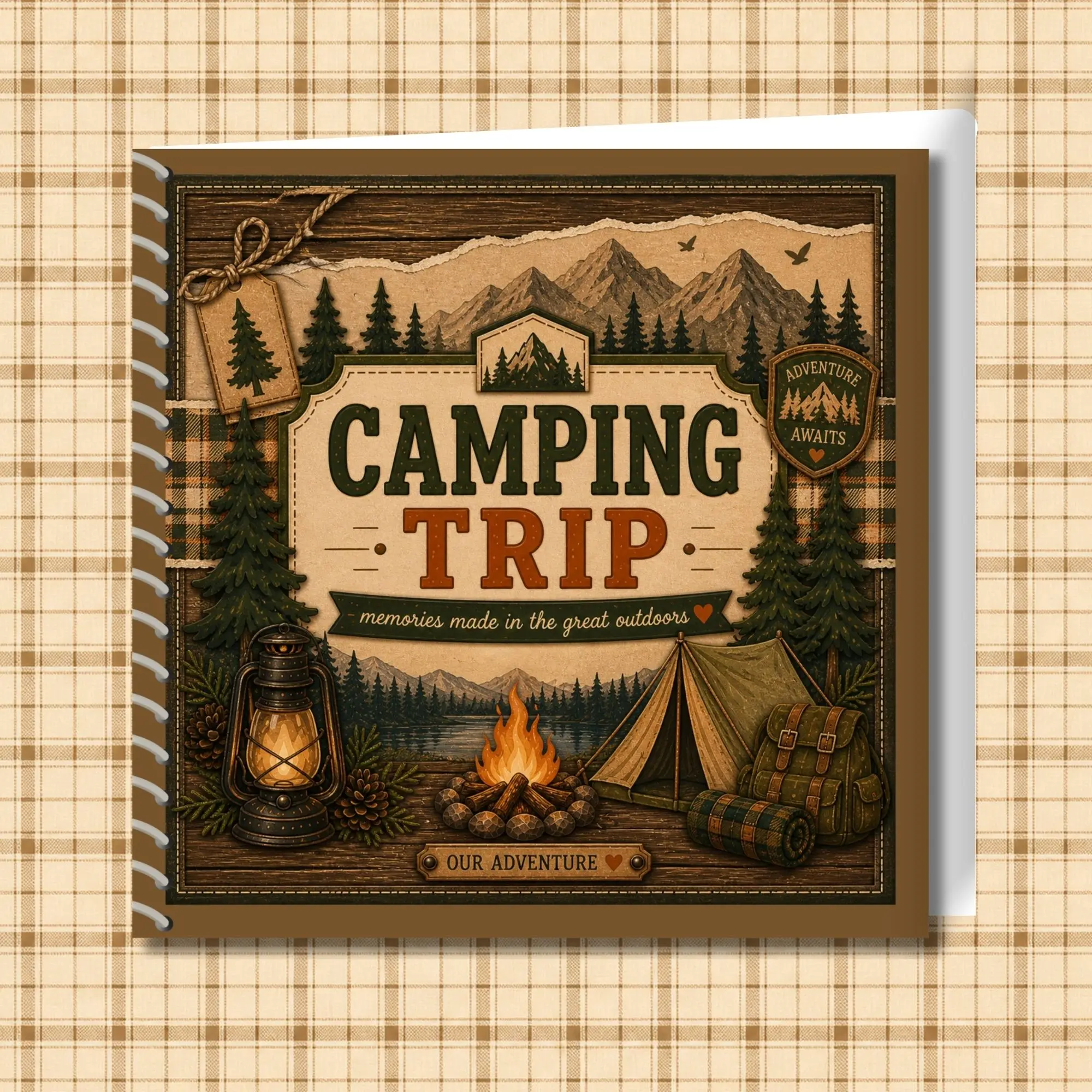 Camping Trip Scrapbook- Fully Designed Layout Pages