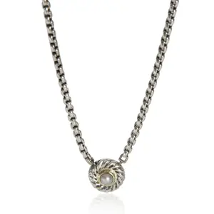 Pre-owned NY154908 David Yurman Yellow Gold And Sterling Silver Pearl Cookie Pendant