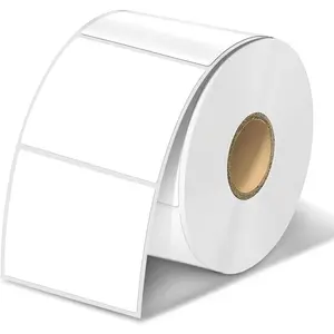 Square Thermal Label Stickers, 2"x2" Self-Adhesive Square Direct Thermal Labels, White, 500 Sheets/Roll