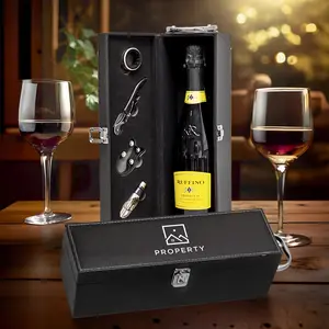 Personalized Wine Gift Set with Box – Custom Bottle Case & 4 Accessories, Perfect for Weddings, Corporate Gifting & Wine Lovers