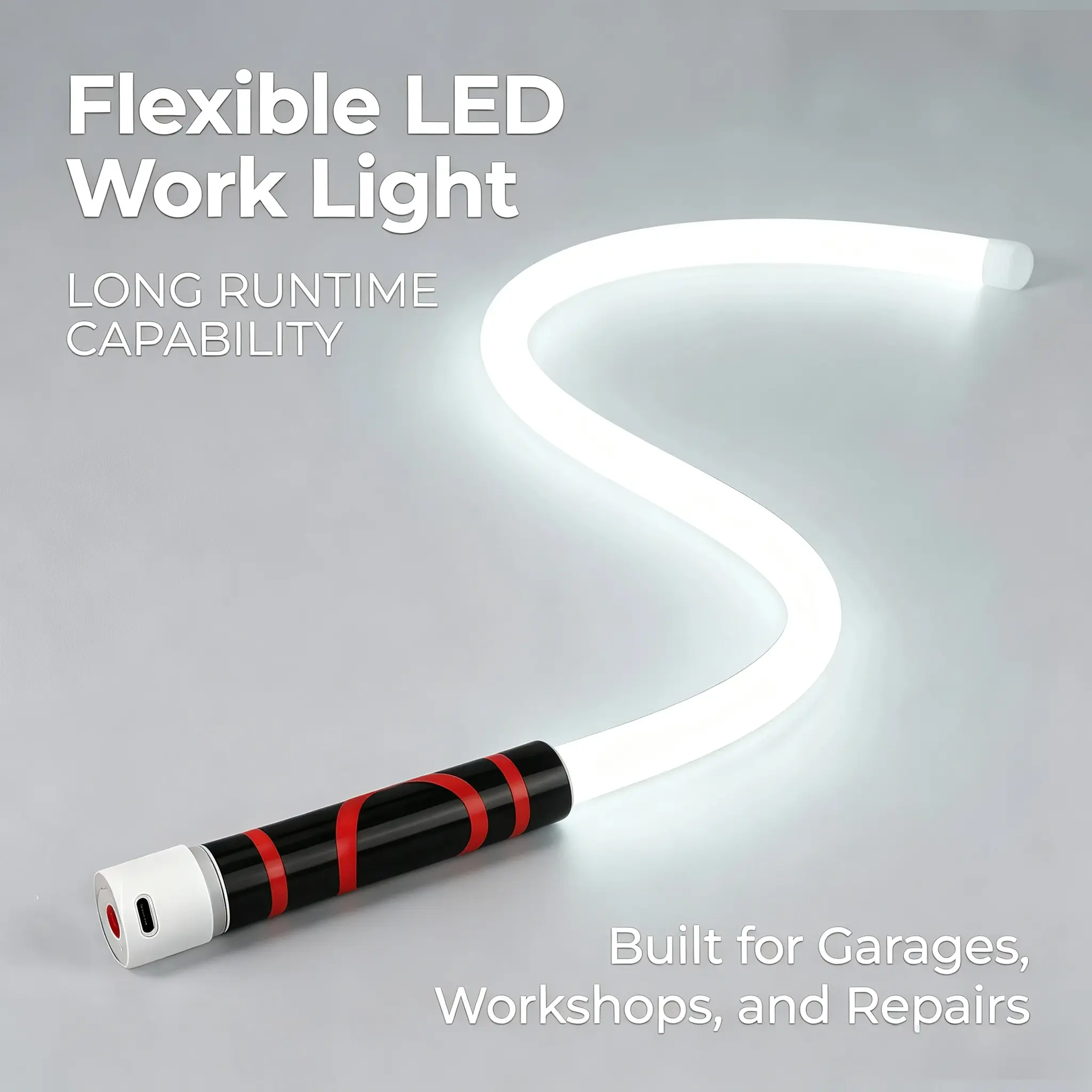 Bendable LED Flashlight Stick – 29" Flexible USB Rechargeable LED Work Light, High Lumen Hands-Free Inspection Lamp for Car Repair, Under Hood, Garage, Mechanic, DIY, Camping & Roadside Emergency, Summervibes