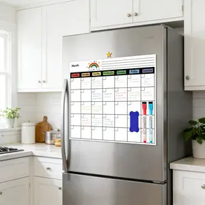 Magnetic Fridge Whiteboard Weekly Planner Dry Erase Calendar Board with Strong Magnetic Back Reusable Writing Easy to Clean Kitchen Organizer for Home Decor Non-Slip  whimsical home decor  kitchen decor Ornaments