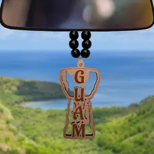 Guam Latte Stone Ornament 2 - 1/4 Inch Thick Wood Cherry Hickory Mahogany Unfinished 4 inches - 5 Inches Long Side Stylish Car Accessory