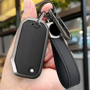 PU Leather 3/4 Button Folding Car Key Fob Cover Case for Kia K3 2025 Niro Forte Soul Sportage Sorento Cerato Telluride Picanto Carnival 2023 Keychain Metal Holder
