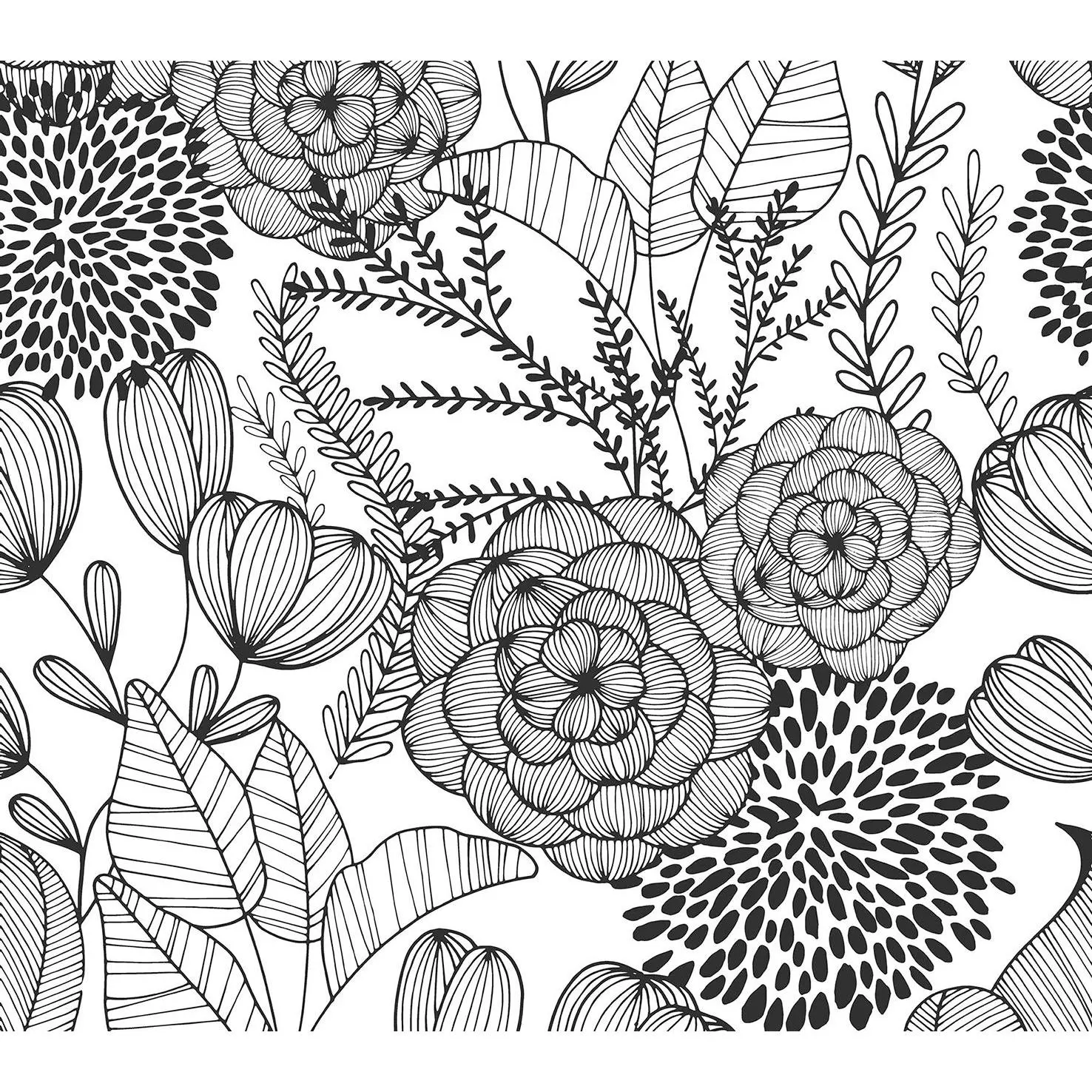 Black Secret Garden Peel & Stick Wallpaper