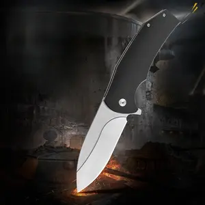 Manual Flipping Folding Knife, High-Hardness D2 Steel, G10 Handle, Multifunctional Camping and Hiking Knife for Outdoor Exploration, Everyday Carry Tool, Durable and Portable for Outdoor Activities, Metal Sheet Material