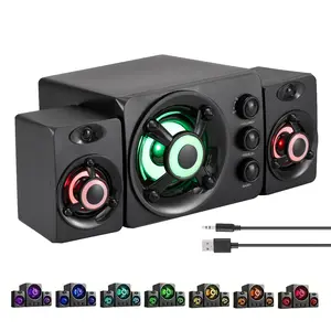 Dazone RGB Computer Speakers with Subwoofer, Enhanced Bass, Plug-and-Play, USB-Powered, 3.5mm Aux-in for Desktop, Laptop