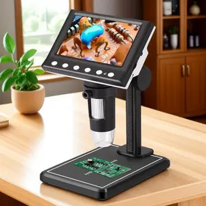 Portable HD Electronic Microscope, Professional 8LED Smart Dimming Microscope, Android & iOS Dual System Real Time Imaging Equipment for Circuit Board Repair