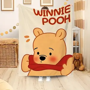 DISNEY CLASSIC Winnie The Pooh Ultra Soft Flannel Blanket - Comfortable, Lightweight, Breathable - Suitable for Living Rooms, Bedrooms, Nap Blanket on The Sofa Or Bed