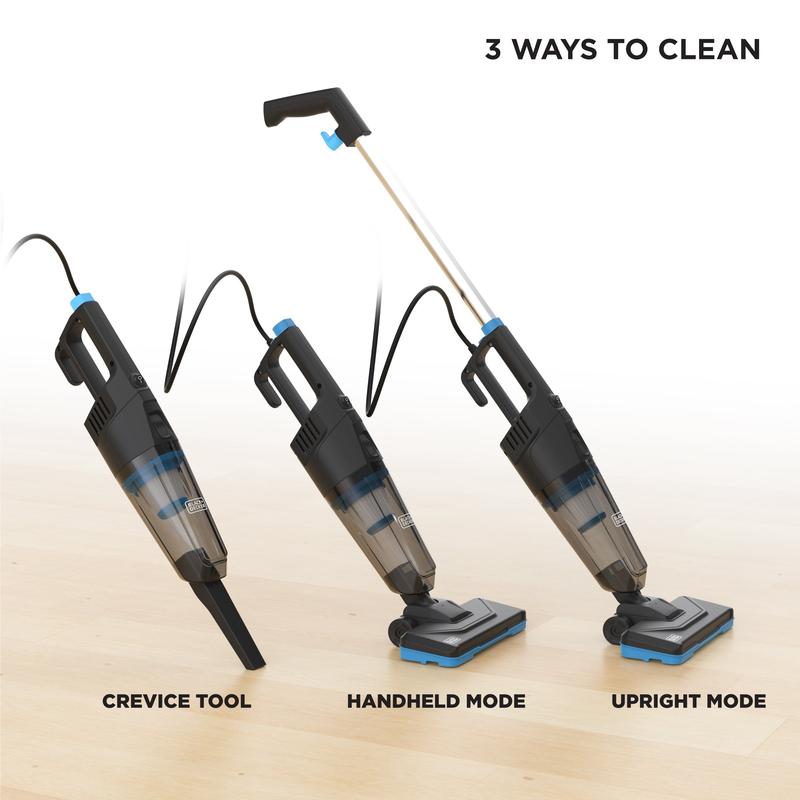 Black + Decker PowerSeries Flex 600W Motor 500ml Dustbin 21 Foot Cord 3-in-1 HandVac Versatile Use with Crevise Tool Attachment