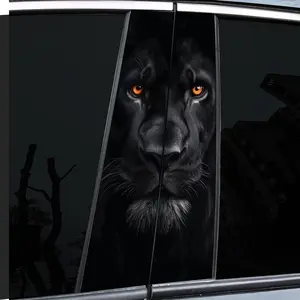 2-Piece black tiger head design pattern car decal, durable vinyl, semi-matte, easy to attach - perfect for glass and metal surfaces, - as well as decorative laptops - helmets - motorcycles, Truck Sticker