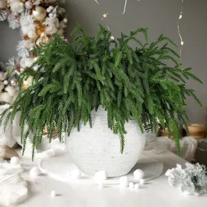 6 Pcs Realistic Christmas Pine Branches Natural Droopy Soft Bendable Artificial Pine Stems Picks Lifelike Greenery Stems for Vases Cedar Wreaths Garland Outdoor Indoor Christmas Decorations