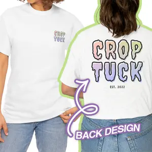 Croptuck Oversized Band Tee – Double-Sided Pastel Drip Graphic, Perfect for Croptucking
