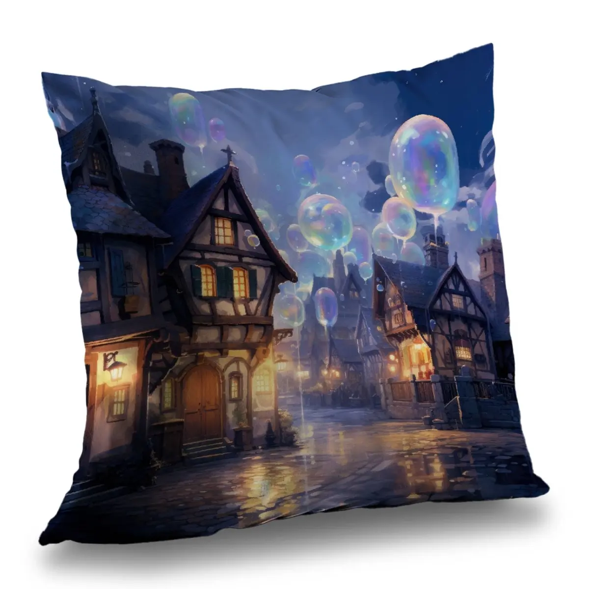 MWW C1PT18186X5LT7 18x18 in. Bubble-Themed Standard Pillow Insert, Bloopy Town Blue Polyester Twill - Home Decor, Bubble-Themed Standard Pillows