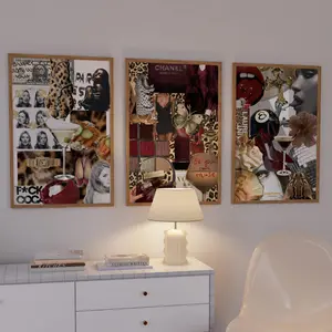 3 femme fatale collage poster, kate moss poster, leopard boot poster, shuffle art, 90s fashion moodboard, cheetah print, Y2K dorm décor